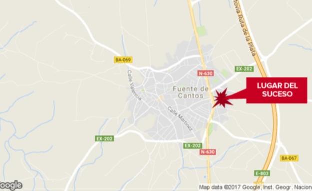 Un joven de 24 años resulta herido grave en una salida de vía en Fuente de Cantos