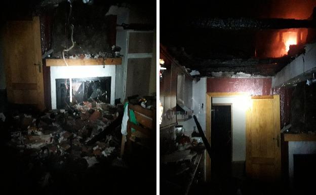 Imágenes del estado de los inmuebles tras el incendio en Cuacos de Yuste./MAM