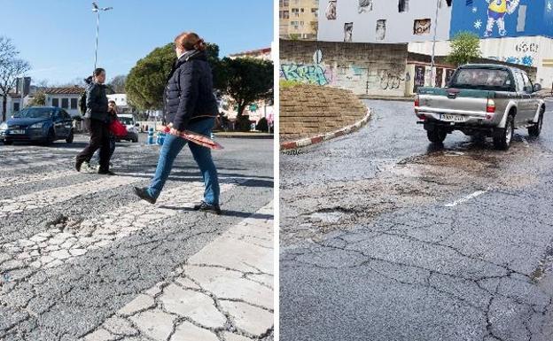 Baches y socavones inundan el asfalto de Plasencia tras más de dos años sin repararse
