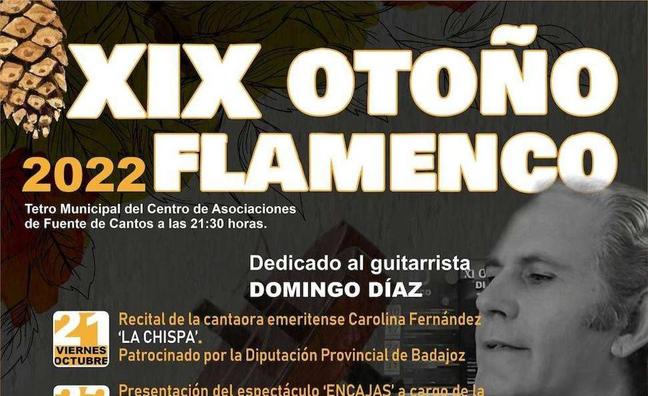 El XIX Otoño Flamenco de Fuente de Cantos estará dedicado al guitarrista Domingo Díaz