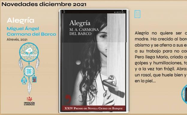 «Alegría,» la novela ganadora del último Premio Ciudad de Badajoz, en Nubeteca