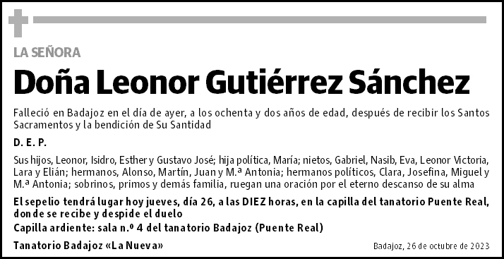 Doña Leonor Gutiérrez Sánchez