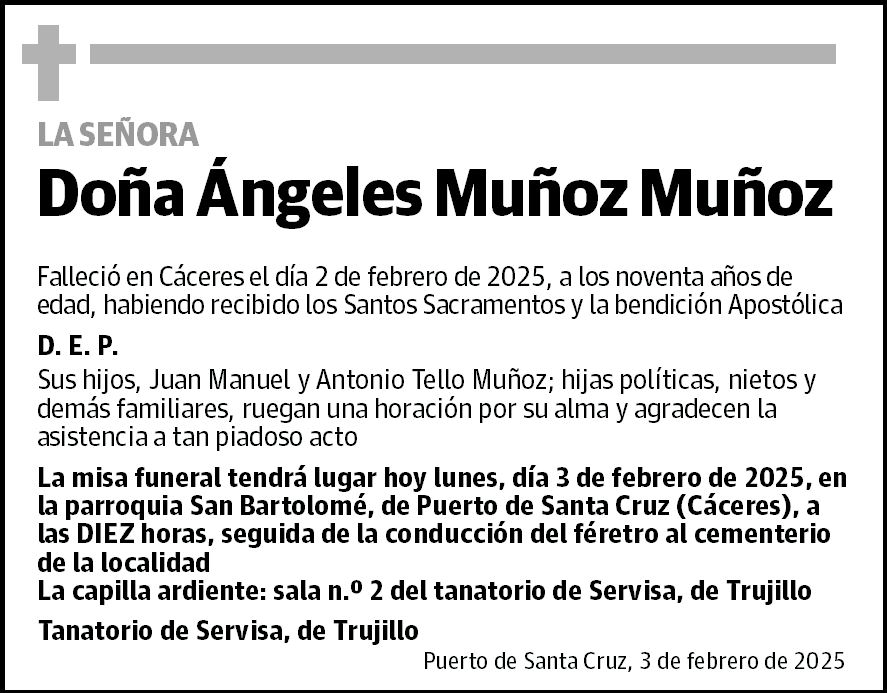 DOÑA ÁNGELES MUÑOZ MUÑOZ