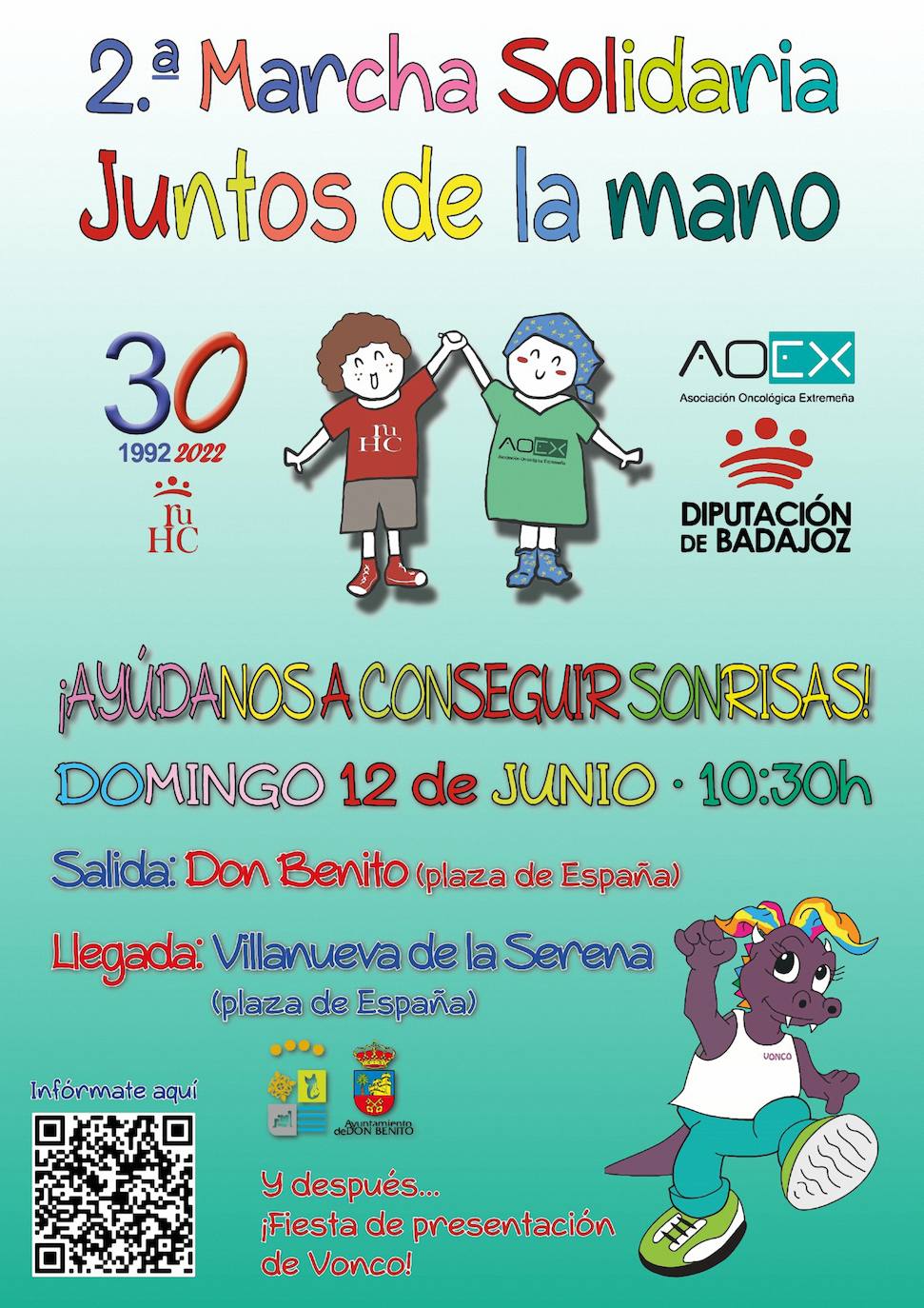 Cartel promocional de la marcha solidaria que tendrá lugar en Don Benito y Villanueva de la Serena. 
