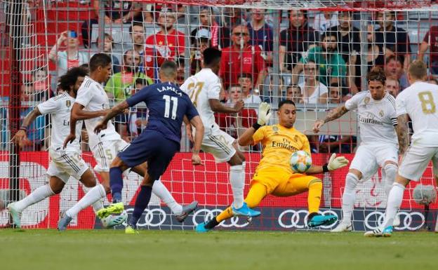 Keylor Navas, en una acción del partido ante el Tottenham. /Ronald Wittek (Efe)