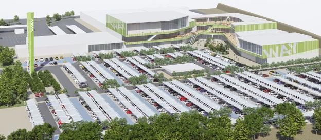 Simulación del futuro centro comercial Way Cáceres presentado por Kronos en marzo de 2020. / HOY