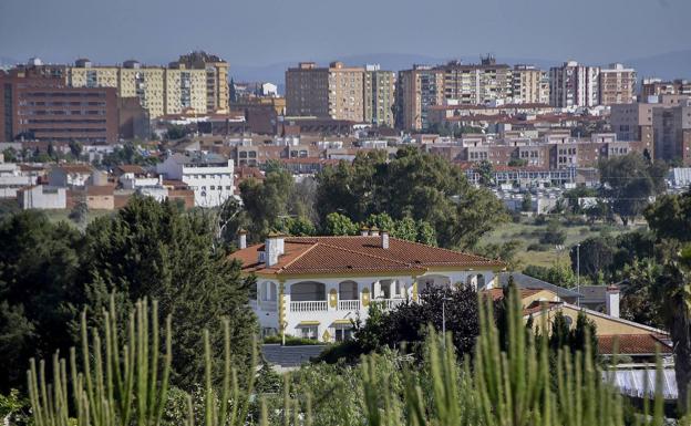 Urban area of ​​Badajoz, seen from Las Vaguadas. 