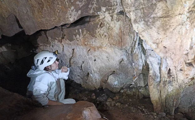 Celia Chaves, técnica de Patrimonio, se encarga de mostrar la cueva de Maltravieso. 