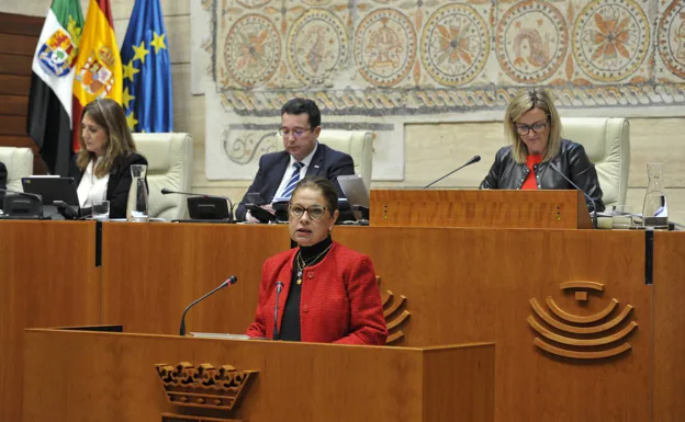 La Vicepresidenta Primera y Ministra de Hacienda del Consejo, Pilar Blanco-Morales, en su comparecencia en la Asamblea. 