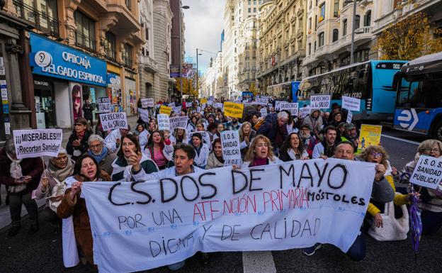Manifestación en apoyo de los médicos este miércoles./efe