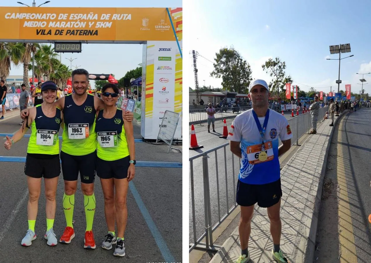 Los cuatro corredores que han competido fuera de Zafra, en Valencia y Líbano /runners uni2
